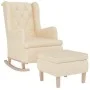 Sillón con patas mecedoras y taburete de tela color crema de , Sillones - Ref: Foro24-3121281, Precio: 293,17 €, Descuento: %