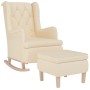 Sillón con patas mecedoras y taburete de tela color crema de , Sillones - Ref: Foro24-3121281, Precio: 297,93 €, Descuento: %