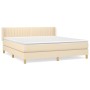 Cama box spring con colchón tela color crema 160x200 cm de , Camas y somieres - Ref: Foro24-3130446, Precio: 507,58 €, Descue...