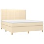 Cama box spring con colchón tela color crema 160x200 cm de , Camas y somieres - Ref: Foro24-3142510, Precio: 600,56 €, Descue...