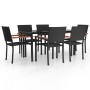 Juego de comedor de jardín 7 piezas ratán sintético negro de , Conjuntos de jardín - Ref: Foro24-3156685, Precio: 497,56 €, D...