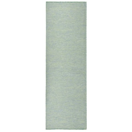 Alfombra de exterior de tejido plano turquesa 80x250 cm de , Alfombras - Ref: Foro24-340800, Precio: 41,44 €, Descuento: %