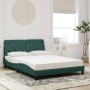 Cama con colchón terciopelo verde oscuro 140x190 cm de , Camas y somieres - Ref: Foro24-3208655, Precio: 401,77 €, Descuento: %