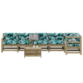 Juego de muebles jardín 7 pzas y cojines madera pino impregnada de , Conjuntos de jardín - Ref: Foro24-3250887, Precio: 716,9...