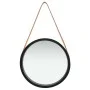 Espejo de pared con correa negro 40 cm de vidaXL, Espejos - Ref: Foro24-320363, Precio: 37,79 €, Descuento: %