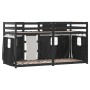 Litera con cortinas madera maciza pino blanco y negro 90x200 cm de , Camas y somieres - Ref: Foro24-3283868, Precio: 301,24 €...