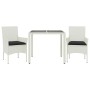 Set comedor jardín 3 pzas cojines ratán sintético vidrio blanco de , Conjuntos de jardín - Ref: Foro24-3278579, Precio: 225,5...