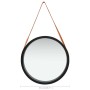Espejo de pared con correa negro 50 cm de vidaXL, Espejos - Ref: Foro24-320367, Precio: 64,07 €, Descuento: %