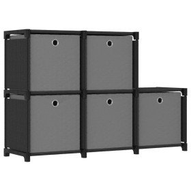 Estantería de 5 cubos con cajas de tela negro 103x30x72,5 cm en Librerías y estanterías | Comprar online en Foru.es