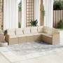 Set sofás de jardín 7 piezas y cojines ratán sintético beige en Conjuntos de jardín | Comprar online en Foru.es