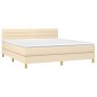 Cama box spring con colchón tela color crema 160x200 cm de , Camas y somieres - Ref: Foro24-3140710, Precio: 506,25 €, Descue...