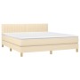 Cama box spring con colchón tela color crema 160x200 cm de , Camas y somieres - Ref: Foro24-3140790, Precio: 496,62 €, Descue...