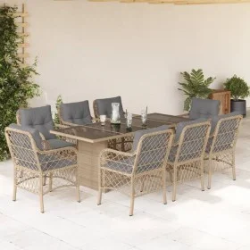 Set comedor de jardín 9 pzas con cojines ratán sintético beige de , Conjuntos de jardín - Ref: Foro24-3212065, Precio: 1,00 €...