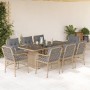 Set comedor de jardín 9 pzas con cojines ratán sintético beige de , Conjuntos de jardín - Ref: Foro24-3212065, Precio: 974,09...