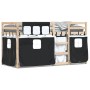 Litera con cortinas madera maciza pino blanco y negro 90x200 cm de , Camas y somieres - Ref: Foro24-3283892, Precio: 204,26 €...