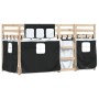 Litera con cortinas madera maciza pino blanco y negro 90x200 cm de , Camas y somieres - Ref: Foro24-3283892, Precio: 204,26 €...