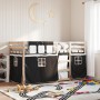 Litera con cortinas madera maciza pino blanco y negro 90x200 cm de , Camas y somieres - Ref: Foro24-3283892, Precio: 204,26 €...