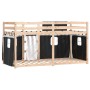 Litera con cortinas madera maciza pino blanco y negro 90x200 cm de , Camas y somieres - Ref: Foro24-3283892, Precio: 204,26 €...