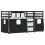 Litera con cortinas madera maciza pino blanco y negro 90x200 cm de , Camas y somieres - Ref: Foro24-3283934, Precio: 301,24 €...