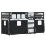 Litera con cortinas madera maciza pino blanco y negro 90x200 cm de , Camas y somieres - Ref: Foro24-3283934, Precio: 301,24 €...