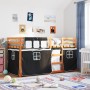 Litera con cortinas madera maciza pino blanco y negro 80x200 cm de , Camas y somieres - Ref: Foro24-3283922, Precio: 176,71 €...