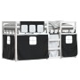 Litera con cortinas madera maciza pino blanco y negro 80x200 cm de , Camas y somieres - Ref: Foro24-3283901, Precio: 165,19 €...