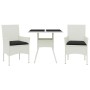Set comedor jardín 3 pzas cojines ratán sintético vidrio blanco de , Conjuntos de jardín - Ref: Foro24-3278613, Precio: 209,0...