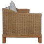 Sofá de 3 plazas con cojines ratán natural de vidaXL, Sofás - Ref: Foro24-283077, Precio: 748,72 €, Descuento: %
