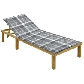 Liege mit Kissen aus imprägniertem Kiefernholz mit grauem Karomuster von , Liegen - Ref: Foro24-3065833, Preis: 129,52 €, Rab...