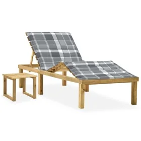 Tumbona de jardín con mesa y cojín de madera de pino impregnada de , Tumbonas - Ref: Foro24-3065878, Precio: 142,05 €, Descue...