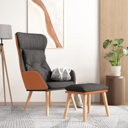 Sillón de relax con taburete tela y cuero sintético gris oscuro de , Sillones - Ref: Foro24-3097762, Precio: 135,27 €, Descue...
