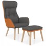 Sillón de relax con taburete tela y cuero sintético gris oscuro de , Sillones - Ref: Foro24-3097762, Precio: 135,27 €, Descue...