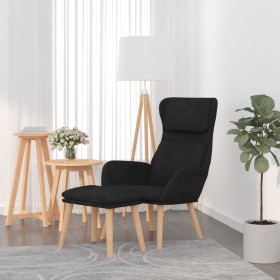 Sillón de relax con taburete terciopelo negro de , Sillones - Ref: Foro24-3097826, Precio: 128,01 €, Descuento: %