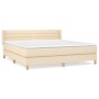 Cama box spring con colchón tela color crema 160x200 cm de , Camas y somieres - Ref: Foro24-3130366, Precio: 507,47 €, Descue...