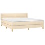 Cama box spring con colchón tela color crema 160x200 cm de , Camas y somieres - Ref: Foro24-3130366, Precio: 507,47 €, Descue...