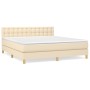 Cama box spring con colchón tela color crema 160x200 cm de , Camas y somieres - Ref: Foro24-3140950, Precio: 509,80 €, Descue...