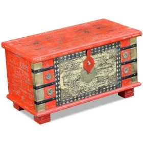 Baúl de almacenamiento madera de mango rojo 80x40x45 cm de , Baúles de almacenamiento - Ref: Foro24-243331, Precio: 264,09 €,...