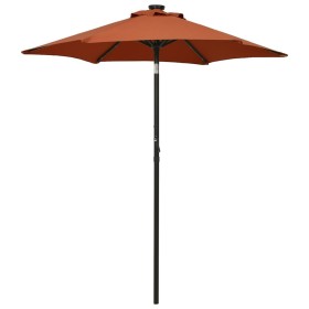 Sombrilla con luces LED aluminio terracota 200x211 cm de , Sombrillas - Ref: Foro24-313562, Precio: 75,49 €, Descuento: %