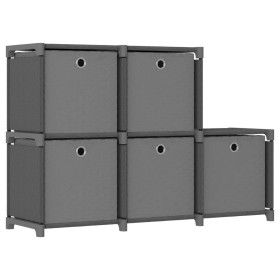 Estantería de 5 cubos con cajas tela gris 103x30x72,5 cm en Librerías y estanterías | Comprar online en Foru.es