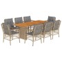 Set comedor de jardín 9 pzas con cojines ratán sintético beige de , Conjuntos de jardín - Ref: Foro24-3212079, Precio: 1,00 €...