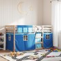 Litera con cortinas madera maciza de pino azul 90x200 cm de , Camas y somieres - Ref: Foro24-3283893, Precio: 204,14 €, Descu...