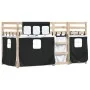 Bunk bed with black and white pine solid wood curtains 80x200 cm by , Beds and slatted bases - Ref: Foro24-3283898, Price: 14...