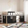 Bunk bed with black and white pine solid wood curtains 80x200 cm by , Beds and slatted bases - Ref: Foro24-3283898, Price: 14...