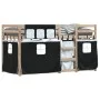 Bunk bed with black and white pine solid wood curtains 80x200 cm by , Beds and slatted bases - Ref: Foro24-3283898, Price: 14...