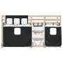 Bunk bed with black and white pine solid wood curtains 80x200 cm by , Beds and slatted bases - Ref: Foro24-3283898, Price: 14...