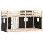 Bunk bed with black and white pine solid wood curtains 80x200 cm by , Beds and slatted bases - Ref: Foro24-3283898, Price: 14...
