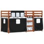Litera con cortinas madera maciza pino blanco y negro 90x190 cm de , Camas y somieres - Ref: Foro24-3283949, Precio: 186,67 €...