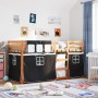 Litera con cortinas madera maciza pino blanco y negro 90x190 cm de , Camas y somieres - Ref: Foro24-3283949, Precio: 186,67 €...