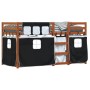 Litera con cortinas madera maciza pino blanco y negro 90x190 cm de , Camas y somieres - Ref: Foro24-3283949, Precio: 186,67 €...
