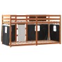 Litera con cortinas madera maciza pino blanco y negro 90x190 cm de , Camas y somieres - Ref: Foro24-3283949, Precio: 186,67 €...